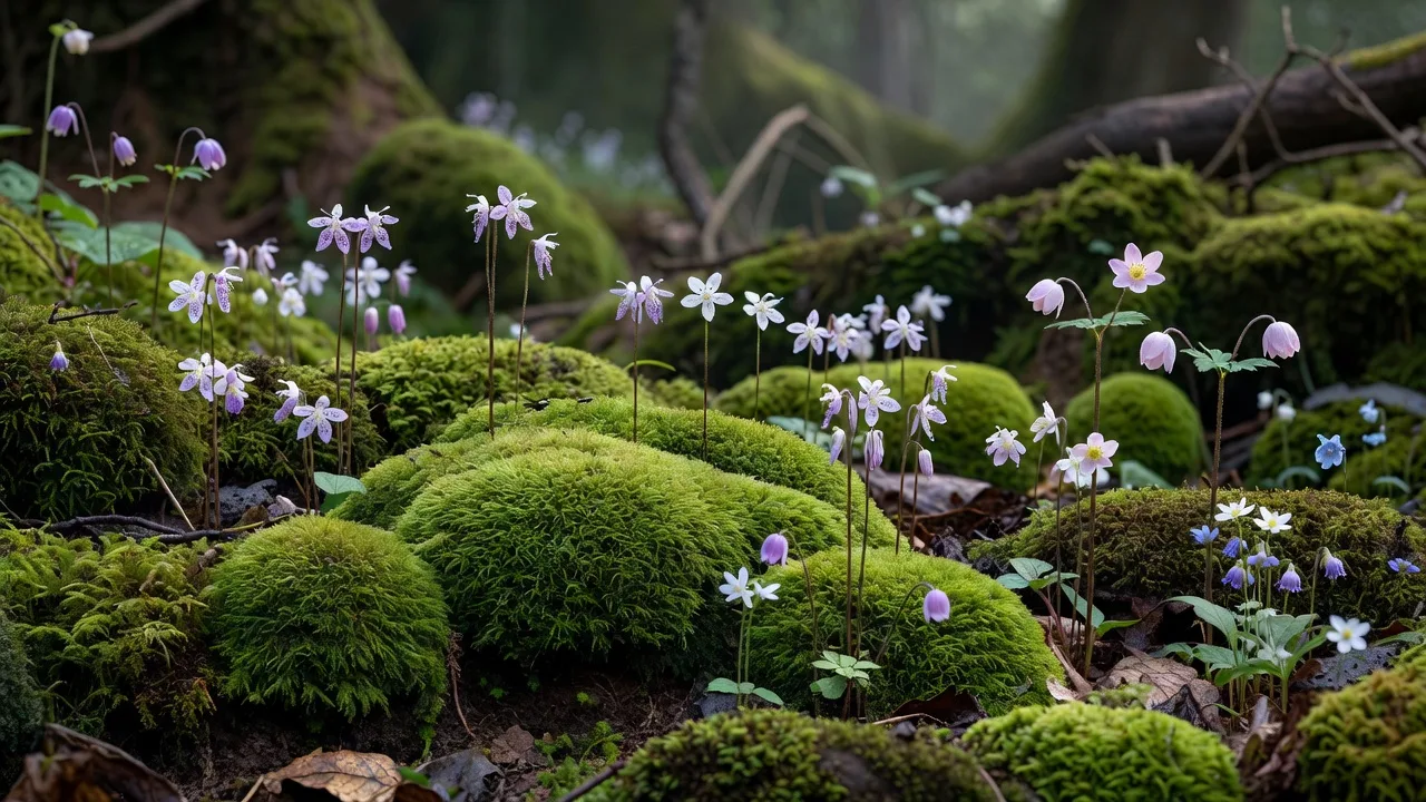 苔間に咲く野花