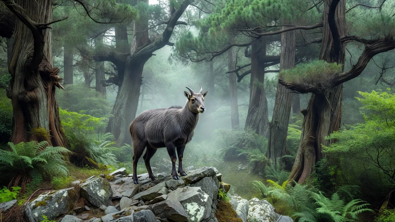 稜線のカモシカ