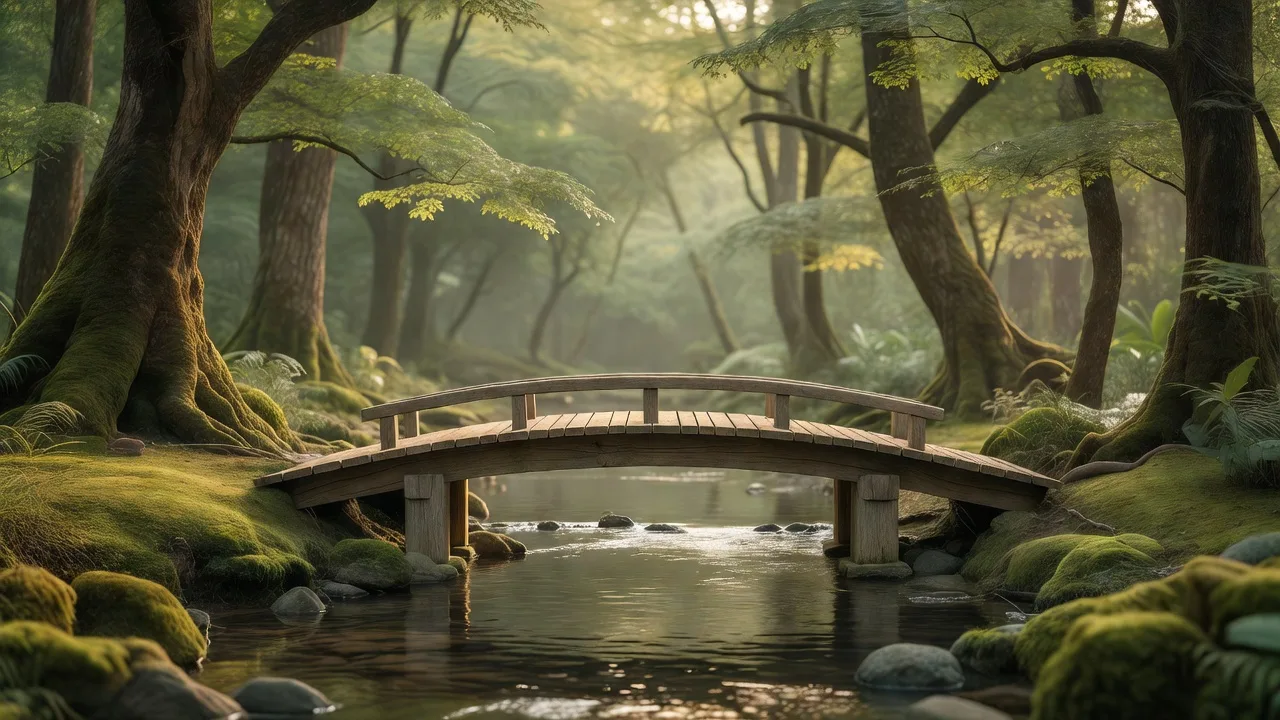 渓流にかかる木橋